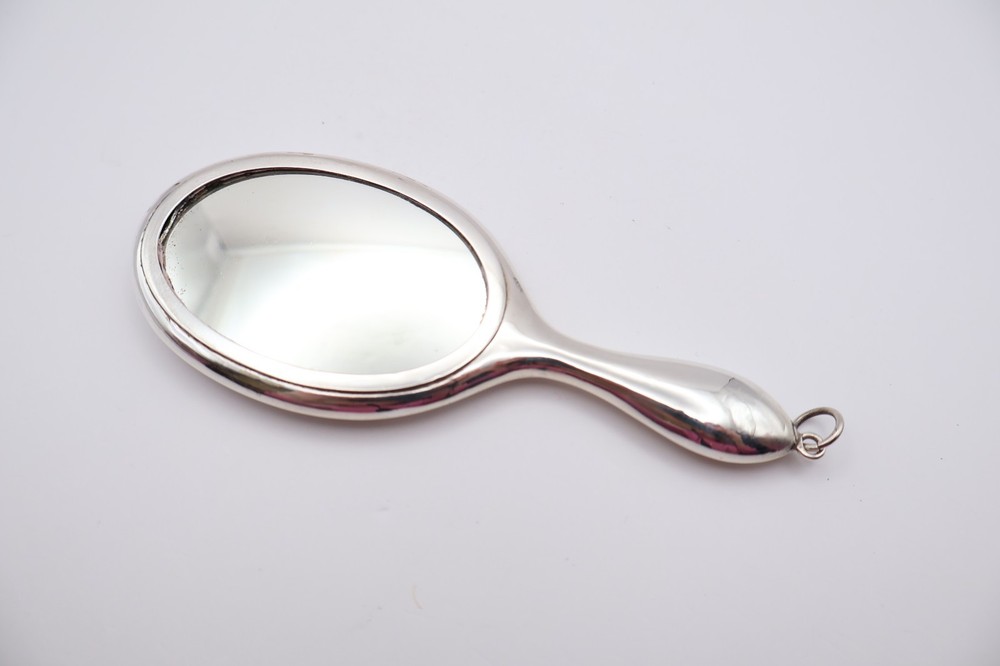 Antique Sterling Silver Large Chatelaine Mirror Hallmarked Birmingham 1915