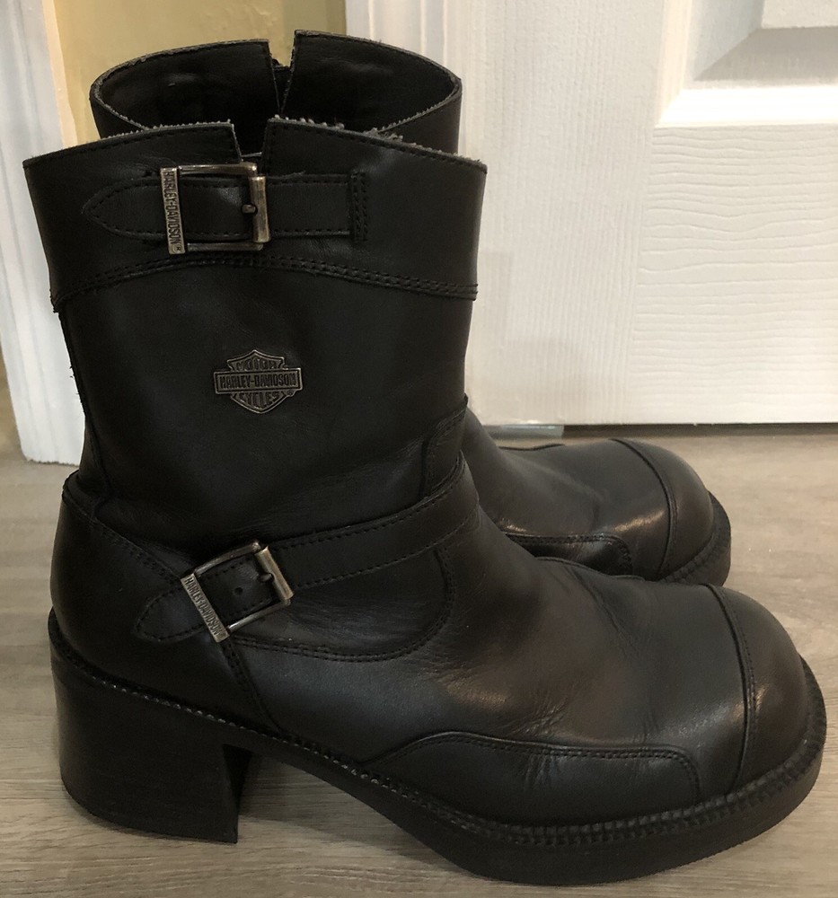 HARLEY DAVIDSON WOMANS SIZE 10 BLACK LEATHER BOOTS