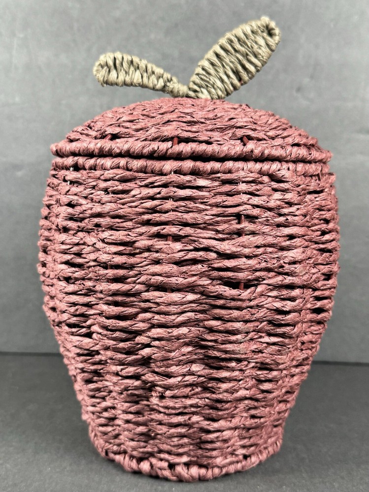 Apple Shaped Wicker Style Decorative Basket