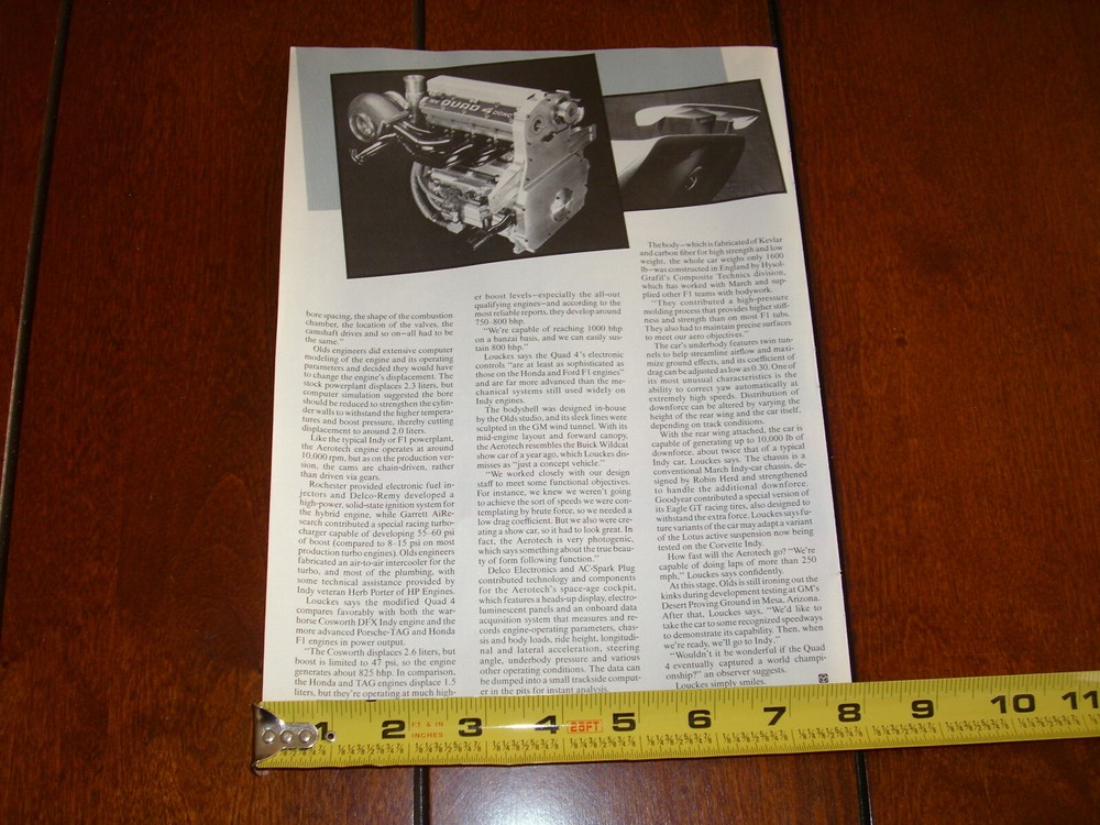 OLDSMOBILE AEROTECH QUAD 4 ORIGINAL 1987 ARTICLE