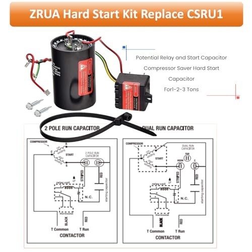Hard Start Kit for Air Conditioner - Long Term Replace Compressor Saver Capacito
