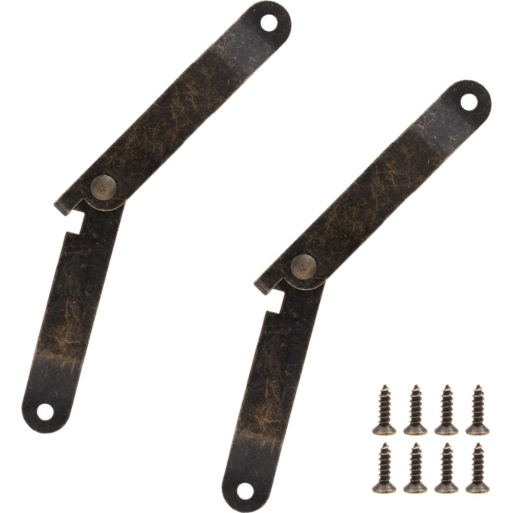 Jiozermi 2Pcs Bronze Lid Support Hinges, Left and Right Folding Small,
