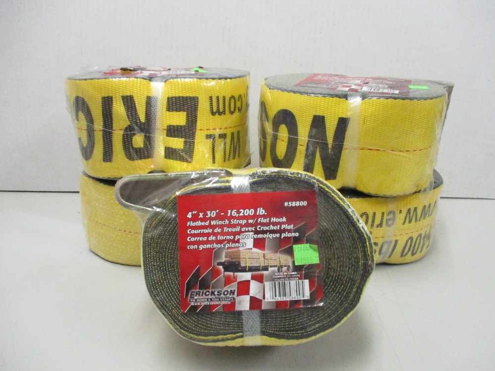 5 Erickson 4" x 30' 16,2000lb Flatbed Winch Strap w/Flat Hook