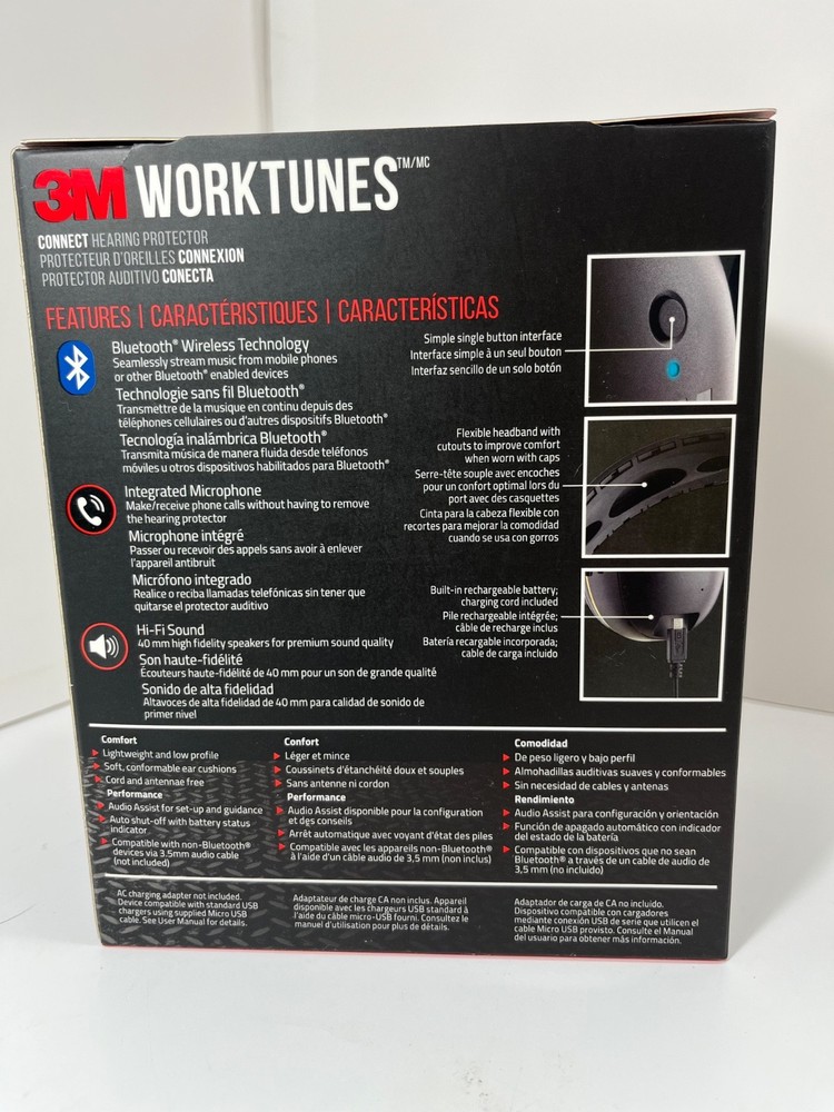 3M Pro Worktunes Wireless Hearing Protector Bluetooth - 90543 - NEW in Box