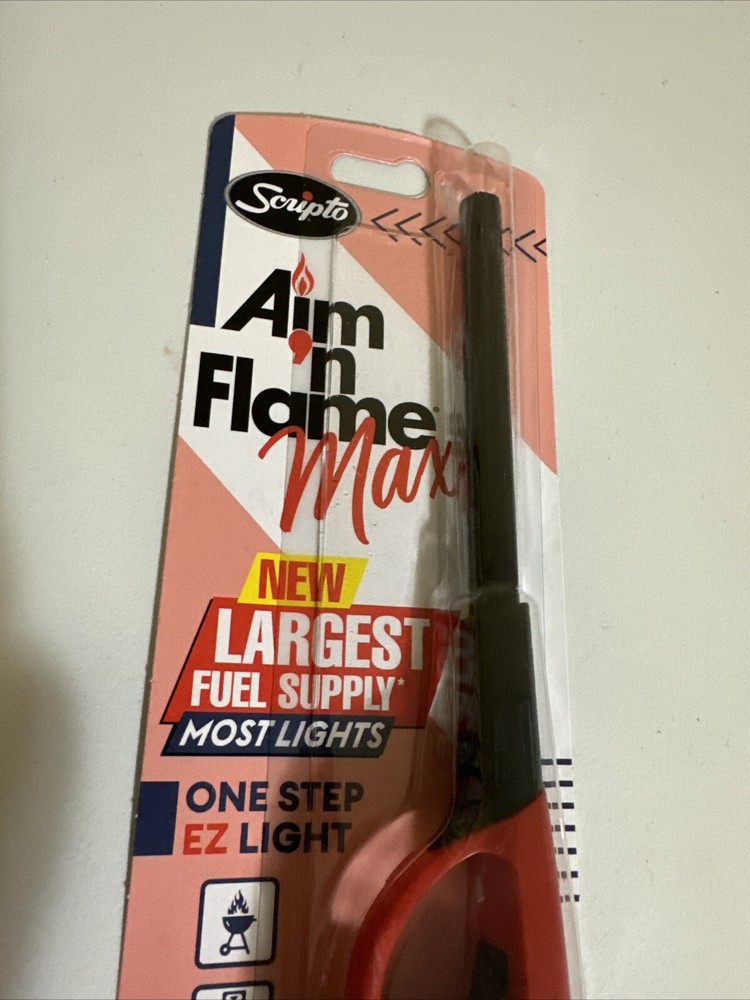 Scripto Aim N Flame Max Ez Light Red Lighter
