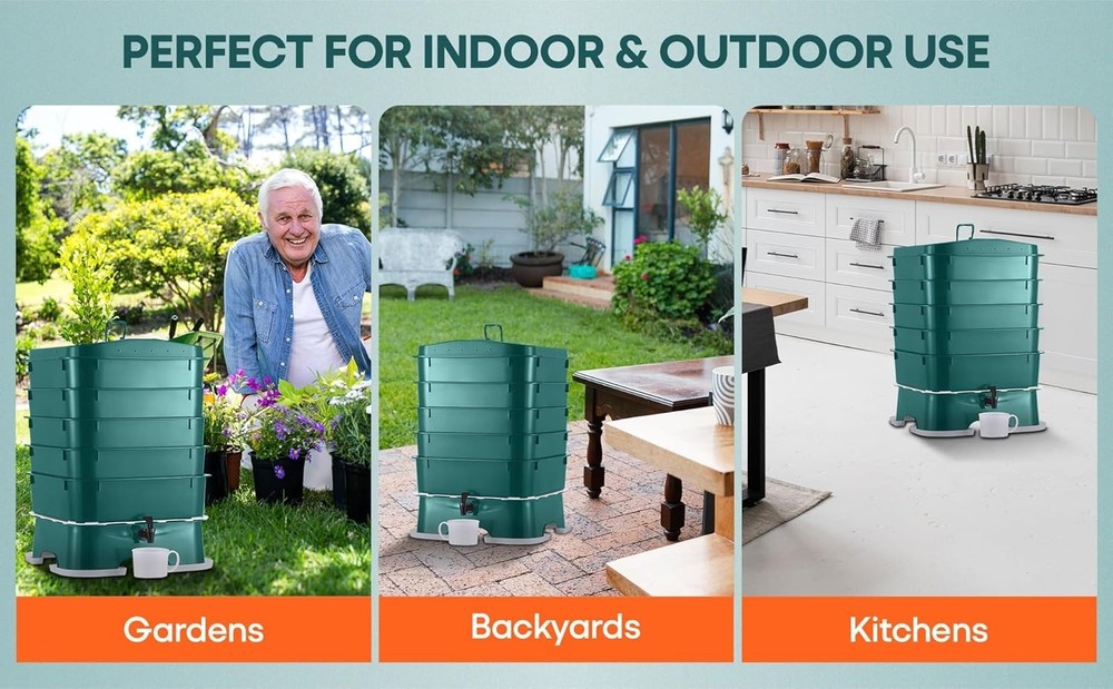 Plus 5 Tray Worm Composter Dark Green