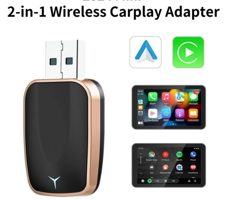 Wireless CarPlay & Android Auto USB Adapter, Plug & Play for iphone Android