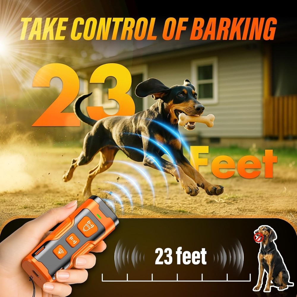 Dog Bark Deterrent Device Ultrasonic 6 Modes 23 FT Range Safe Humane Training