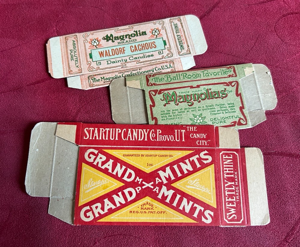 1930s Startup Candy Co Provo Utah 3 Candy Boxes Flat Unused