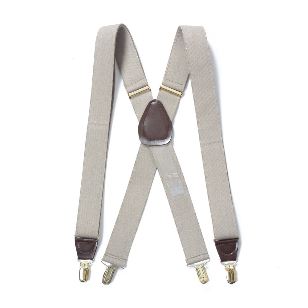 5000-KHAKI - Toneka Adjustable Polyelastic X Back Suspender with Drop Clip 5pcs