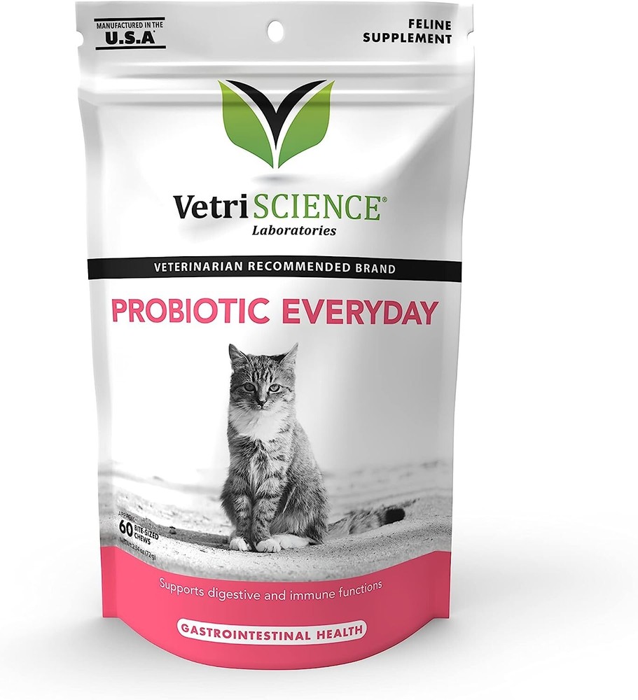 Vetriscience Probiotic Digestive Support Supplement for Cats, 60 Bite Sized Chew