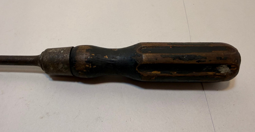 Vintage Wood Handled Long Flathead Screwdriver 18"