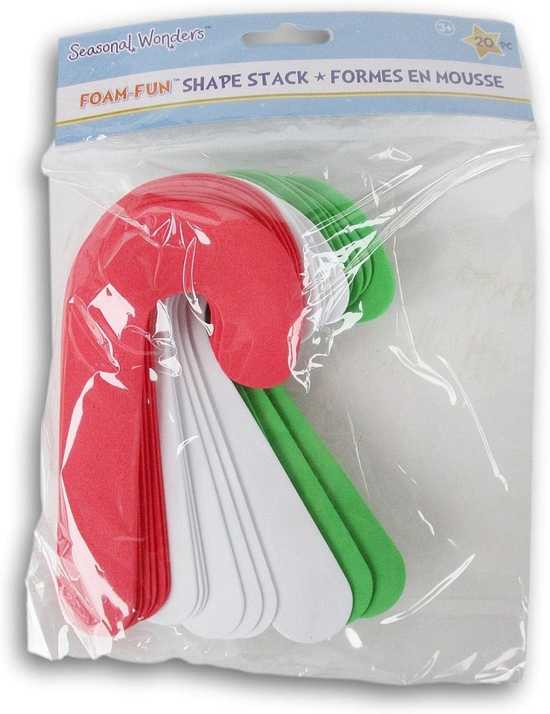 Foam Christmas Candy Cane Shape Stack Cutouts - Holiday Crafts -...