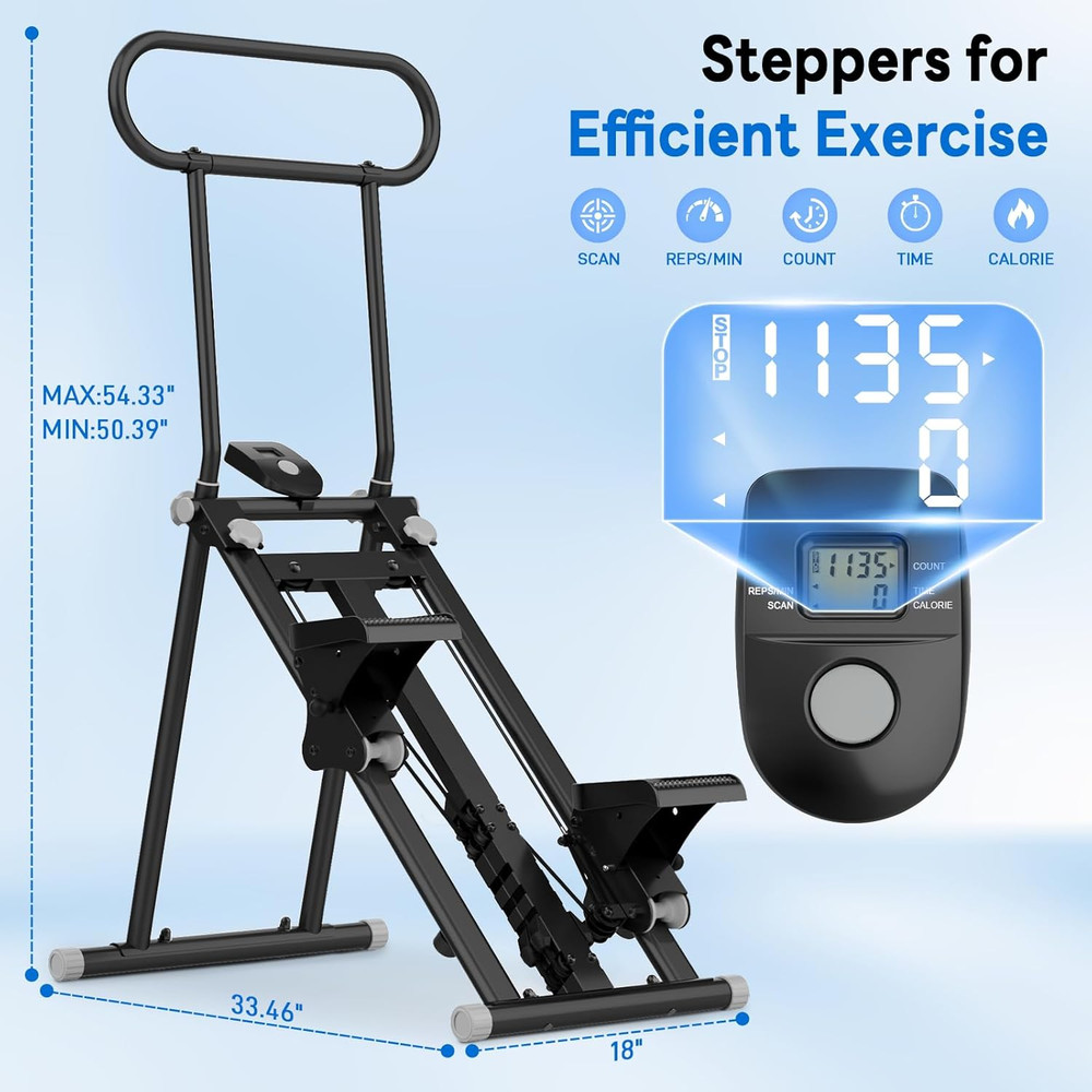 ERGOLIFE Stair Stepper with 6-Level Adjustable Resistance, 350Lbs Upgrade Foldab