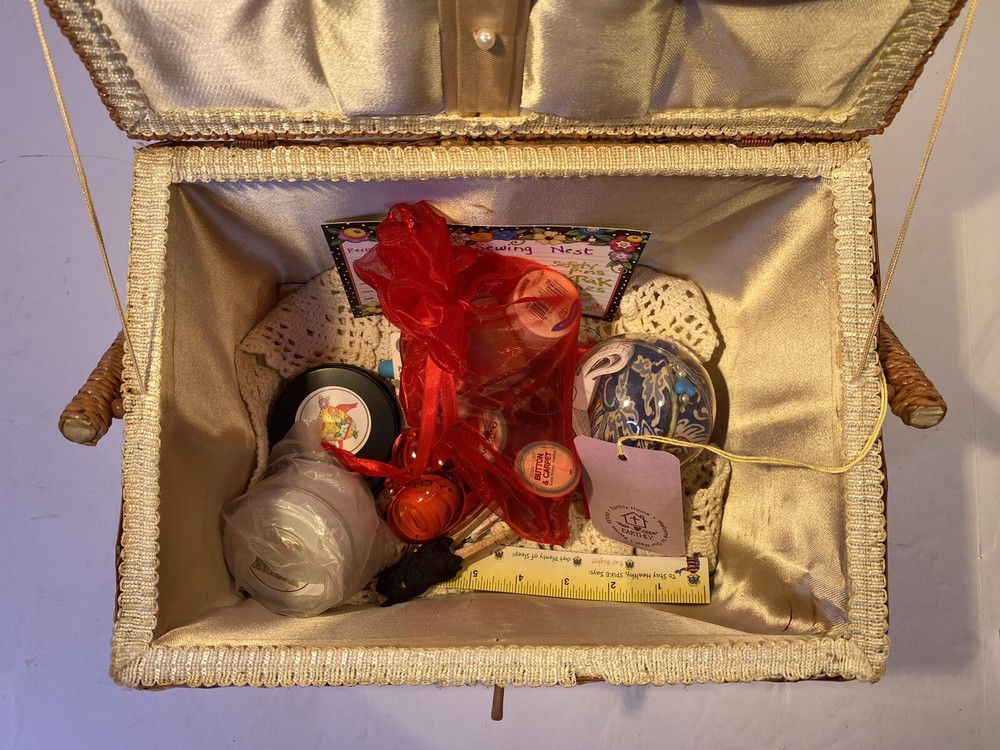 Large Wicker Sewing Basket Notions Keepsake Kit