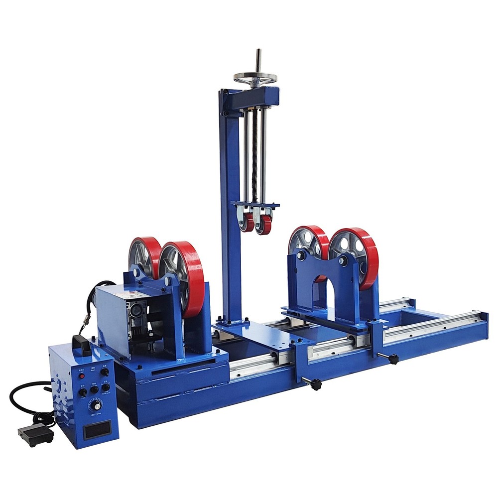 110V 1 Ton Welding Turning Roller Rack with Sliding Rail and Wheel Press Frame