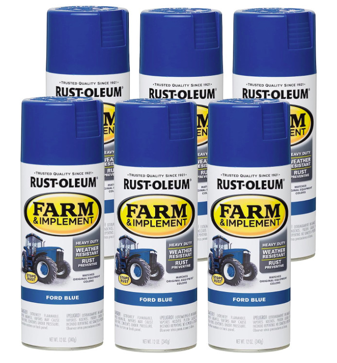 Ford Blue Specialty Farm & Implement Gloss Spray Paint- 12 oz 6 Pack Durable