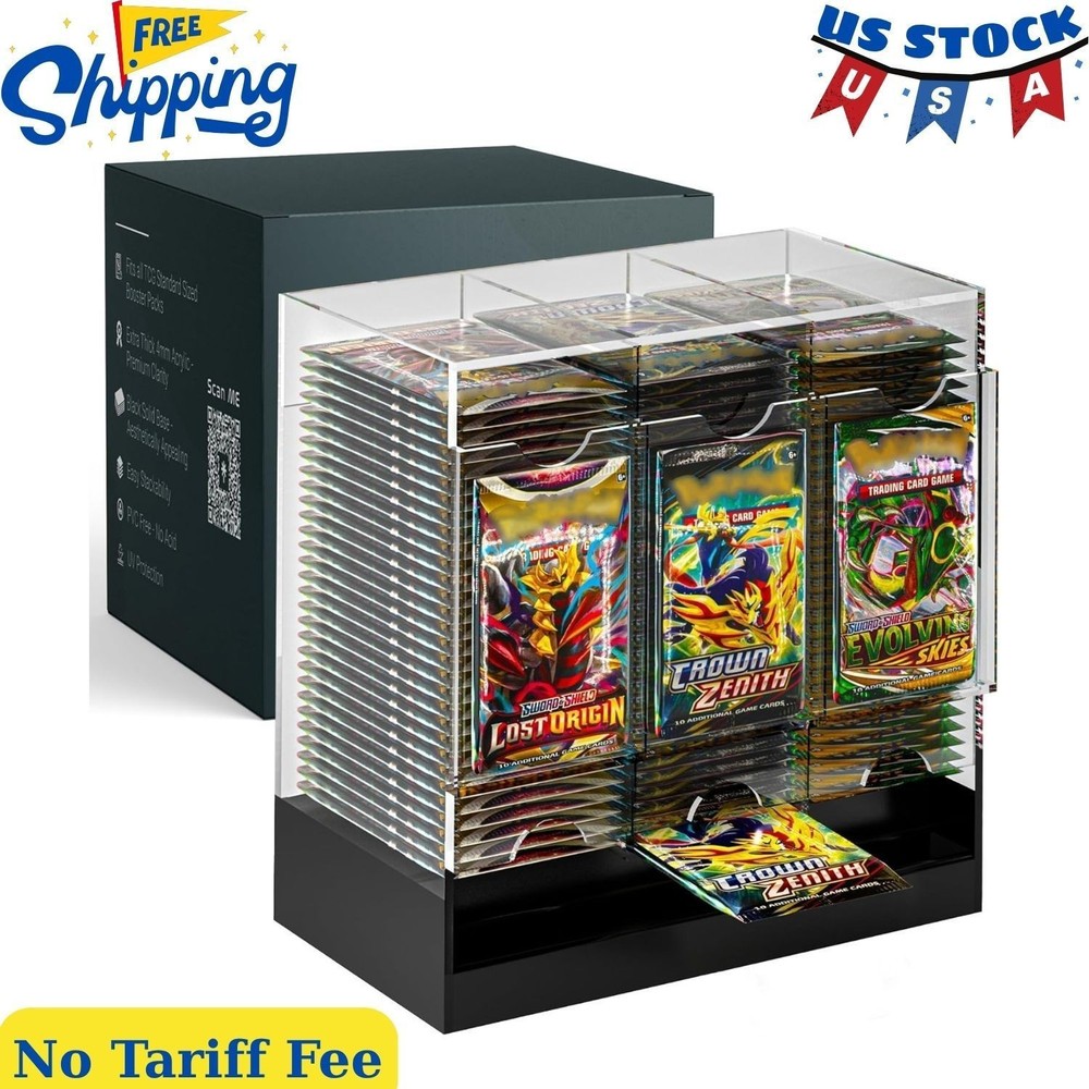 3-Slot Booster Pack Dispenser with Black Base - 4mm Acrylic Stackable