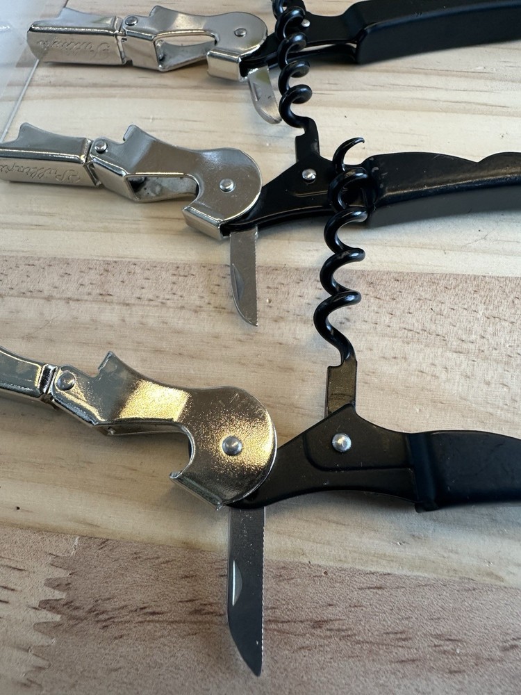 3-Pk Pulltap's Professional Double-hinged Waiter's Corkscrew with Pulltap's Logo