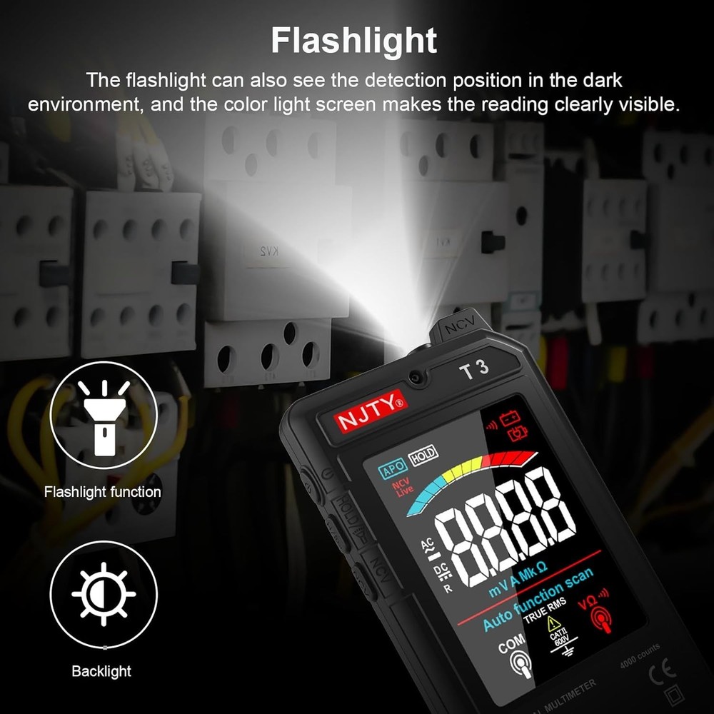 Versatile Rechargeable Multimeter - 4000 Counts, AC/DC Voltage & Resistance