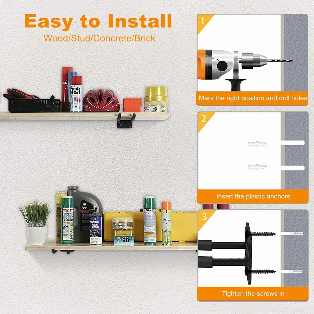 TORACK 4 Pack Garage Storage System Hooks, 4-Pack 12.4" Heavy Black