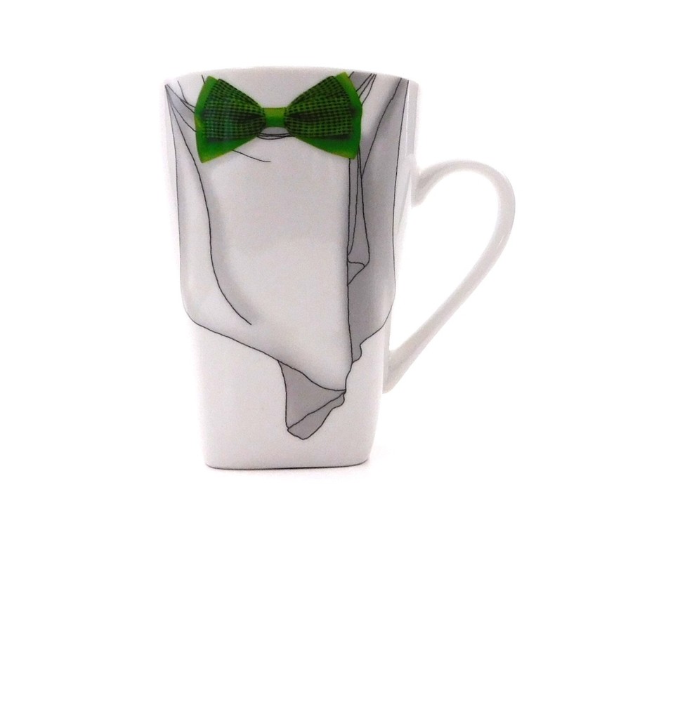 Green Bow Tie Square Cup Mug Shirt 4.75" Vintage