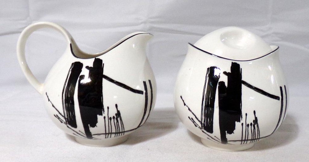 Sango Larry Laslo Calligraphy Cream & Sugar Bowl Set