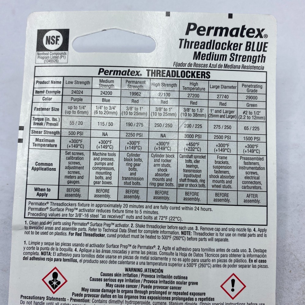 PERMATEX Threadlocker Blue Medium Strength 1/4-3/4" 24200 ⭐