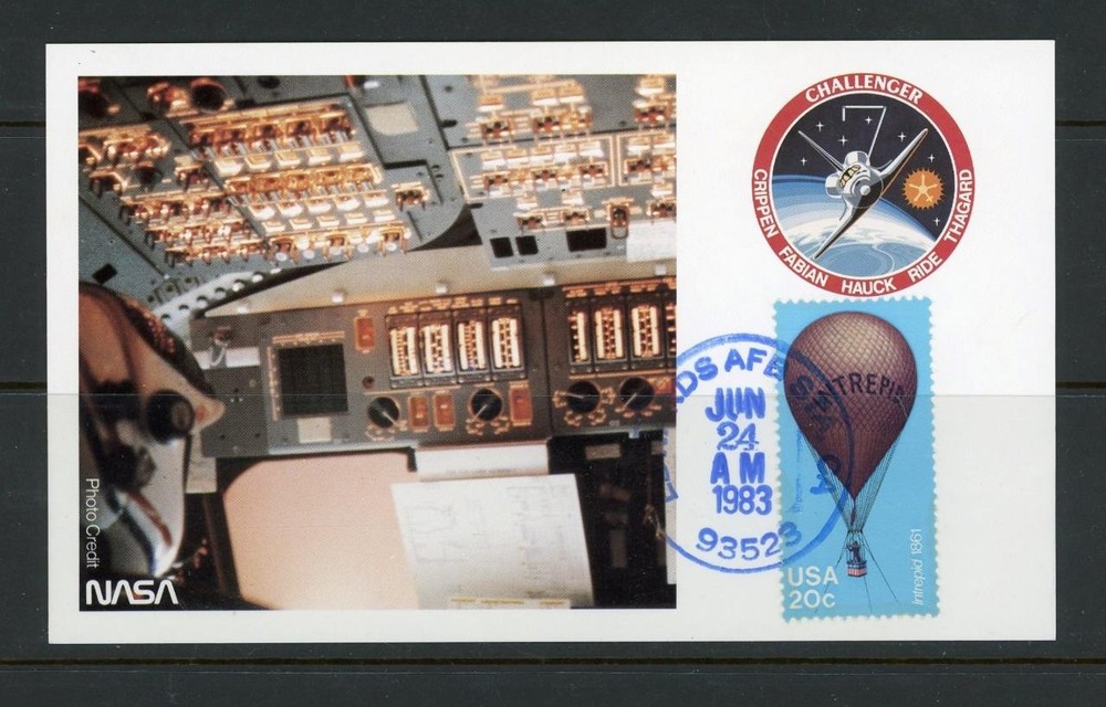 USA 1983 SG 2017 on NASA Challenger card Edwards AFB cancel