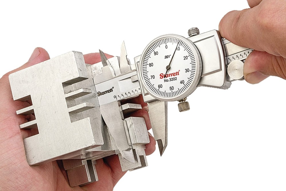 Starrett Dial Caliper with Adjustable Bezel and Fitted Case - White Face, 0-6