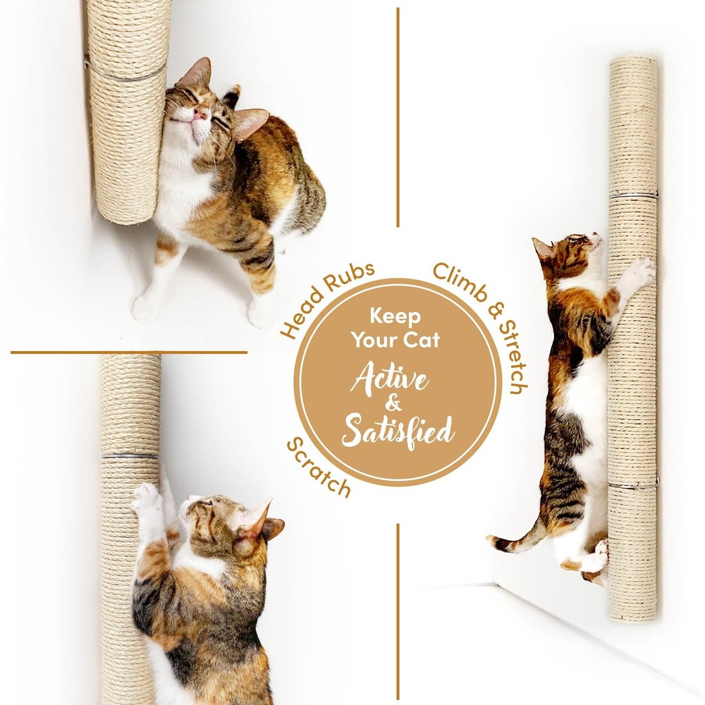 34 Wall Mounted Cat Scratcher - Durable Sisal Post for Cats
