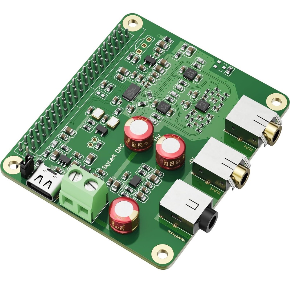 High-Resolution DAC Audio Card for Raspberry Pi 5/4/3B+/3B/Zero - 384KHz/32bit,
