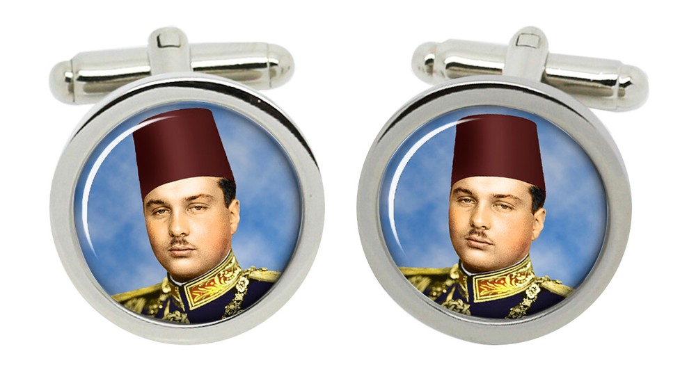 King Farouk I Cufflinks in Chrome Box