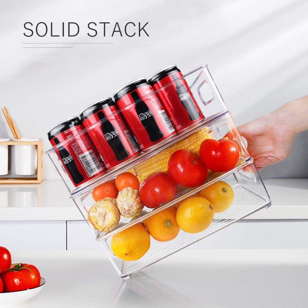 Stackable Refrigerator Organizer Bins - 6 Pack Clear Kitchen Containers