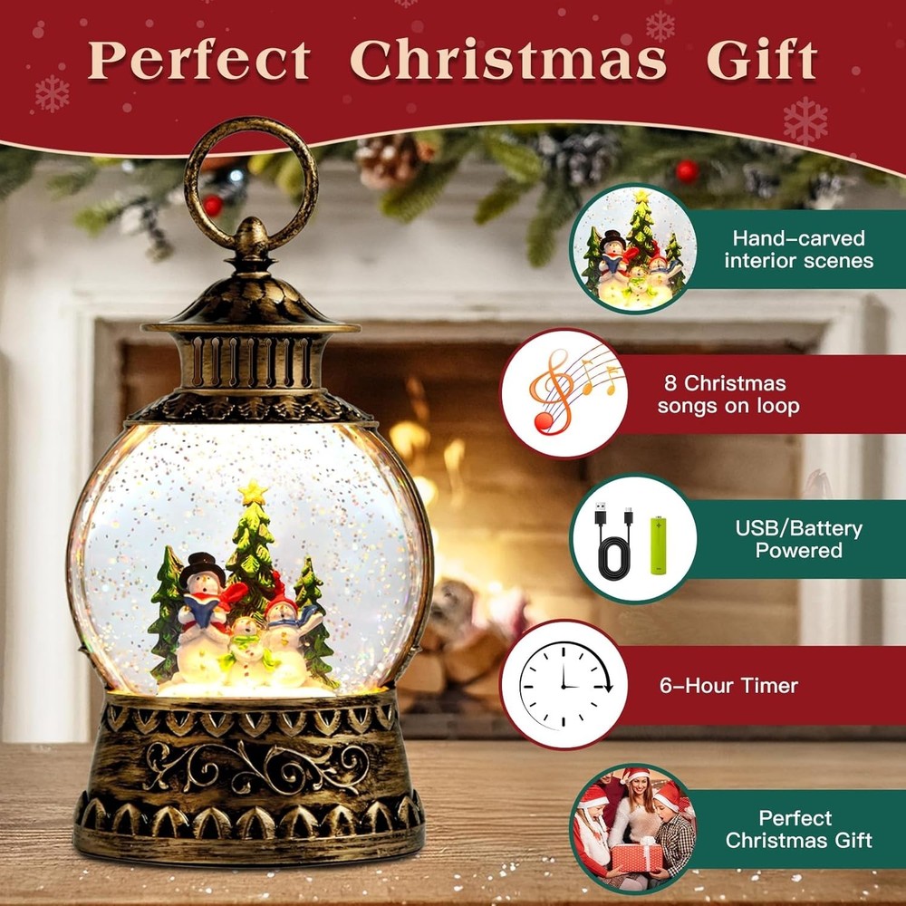 Charming Musical Snowman Snow Globe with Automatic Timer: Perfect Holiday Gift