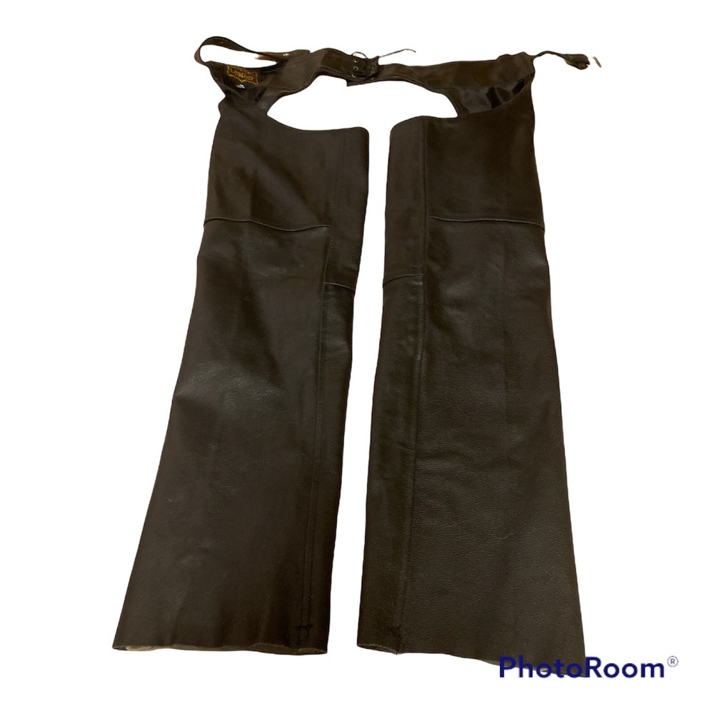 Genuine Leather Chaps . Size M . Black . Motorcycle Biker