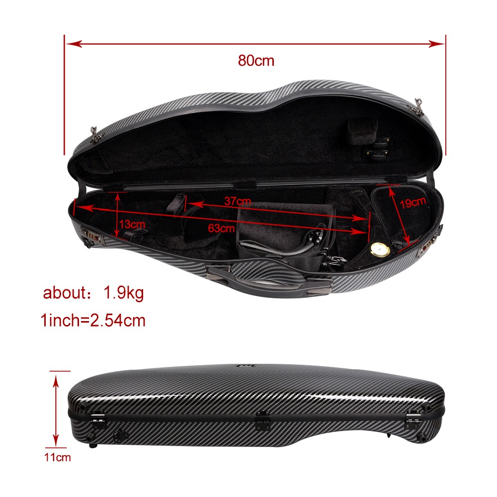 Carbon Fiber Violin Case 4/4 Lightweight Hard Shell with Code lock and Backstrap