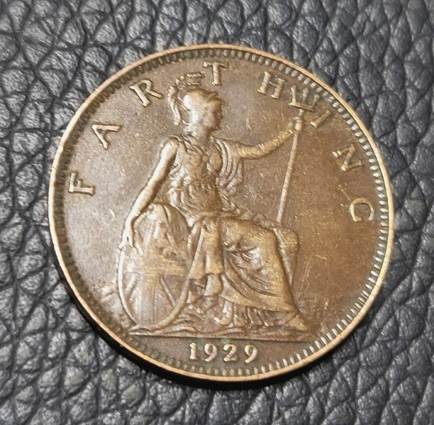 1929 Great Britain Farthing Coin