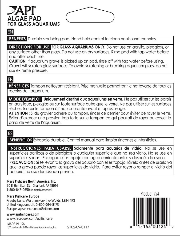 API Doc Wellfish's Hand Held Cleaning Pad for Glass Aquariums - 3 Pack