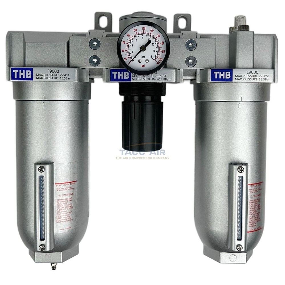 1" Compressed Air FRL System Filter Regulator Oiler Separator Lubricator Combo