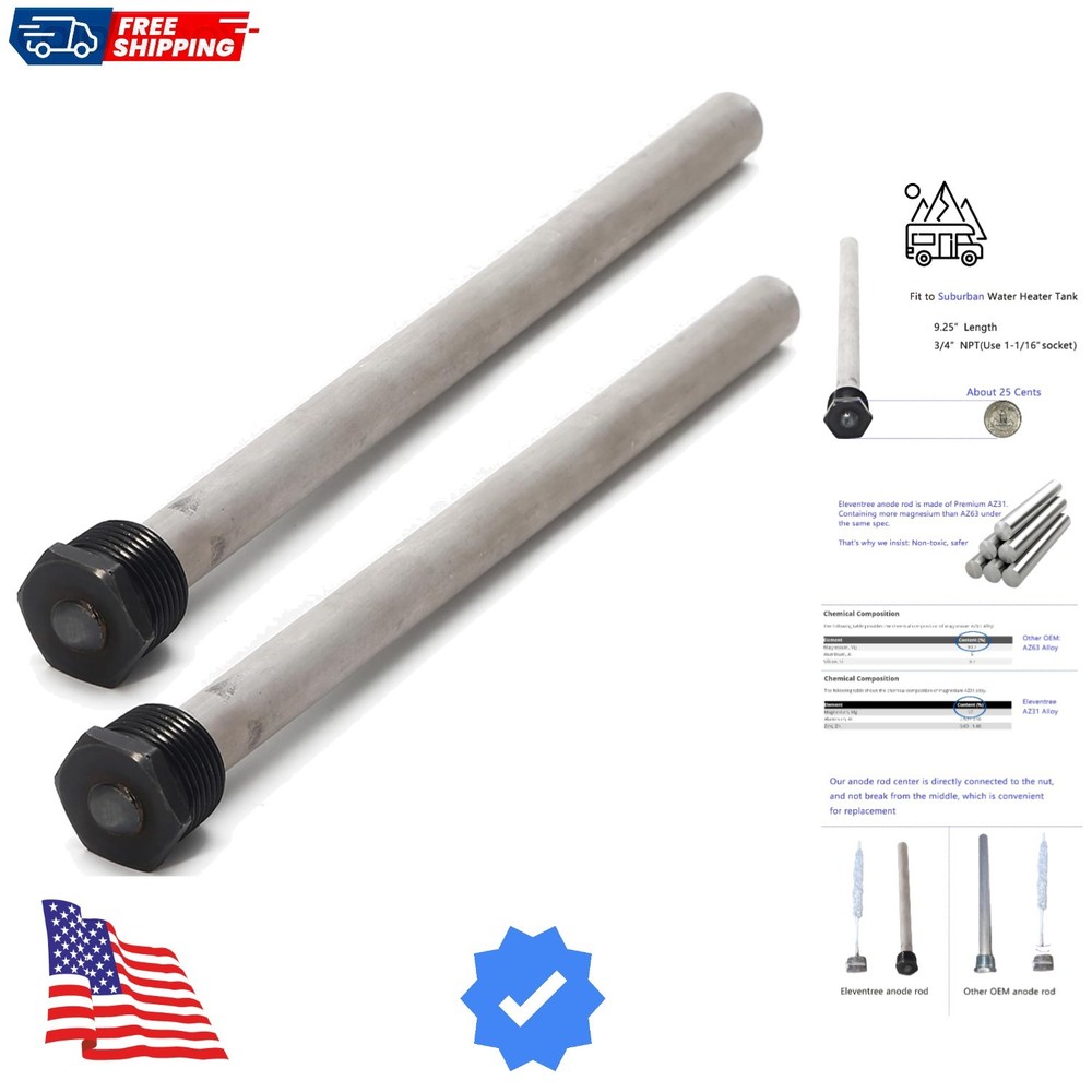 2 Pack RV Water Heater Anode Rods, Anode rod for RV hot water heaters,Replace...