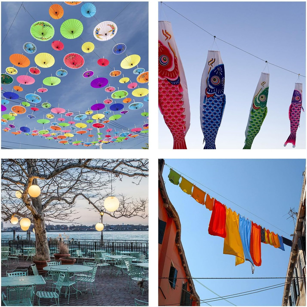 String Lights Hanging Kit,Globe String Lights Suspension Kit,Outdoor Light Guide