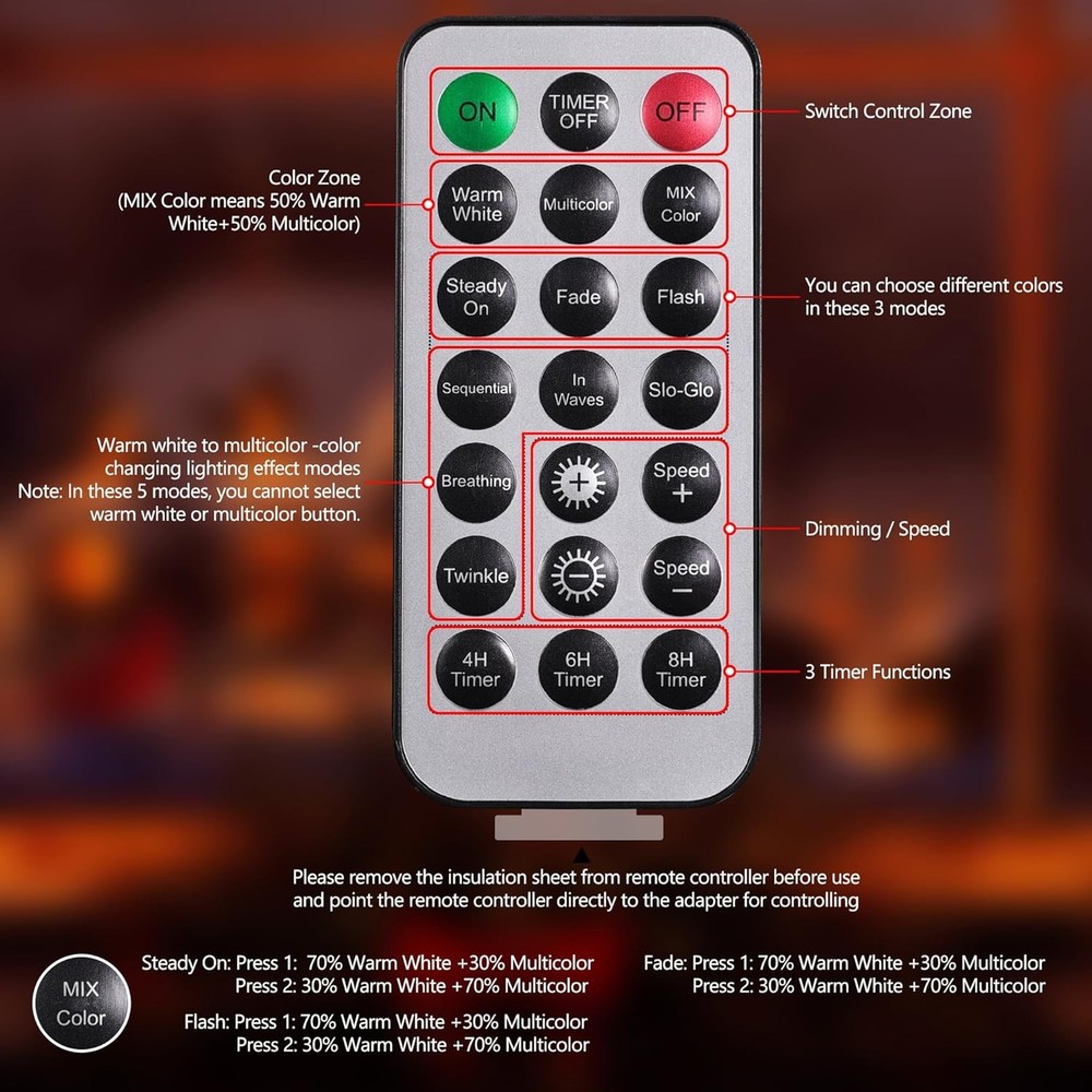 Joomer 66FT 200 LED Color Changing String Lights with Remote and Timer Function