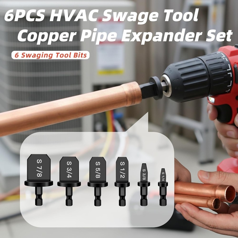 Versatile HVAC Repair Tool Set: 12PCS Copper Pipe Expander and Drill Bits