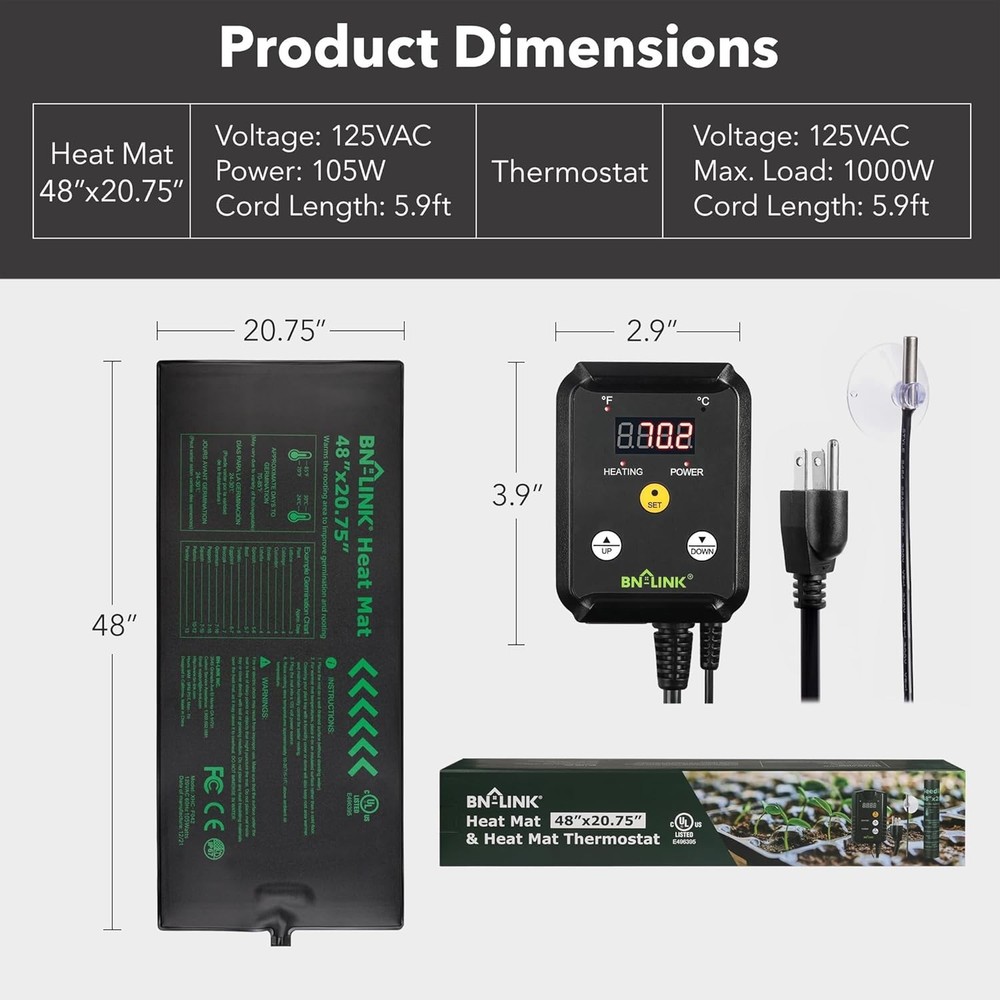 Large Heating Mat for Indoor Plants with Easy-to-Use Digital Temperature Control