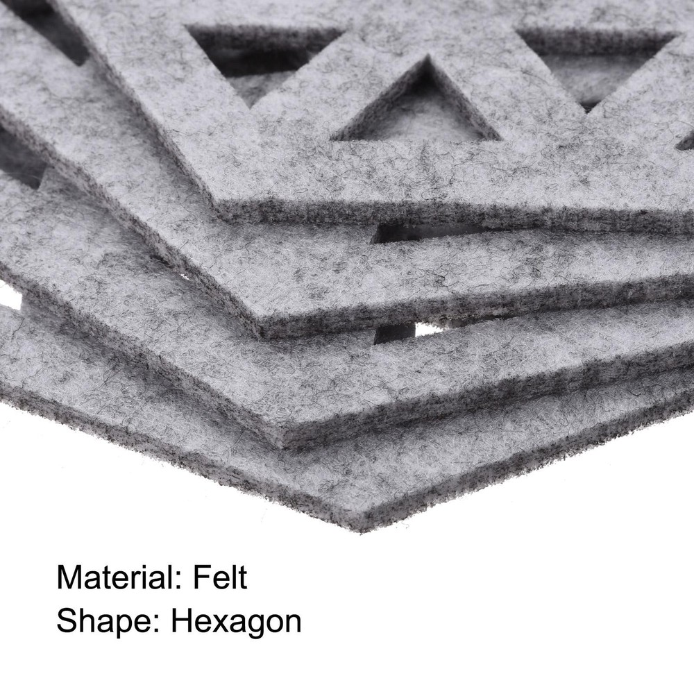 Felt Coasters 12pcs Hexagonal Coasters Coasters, Light Grey