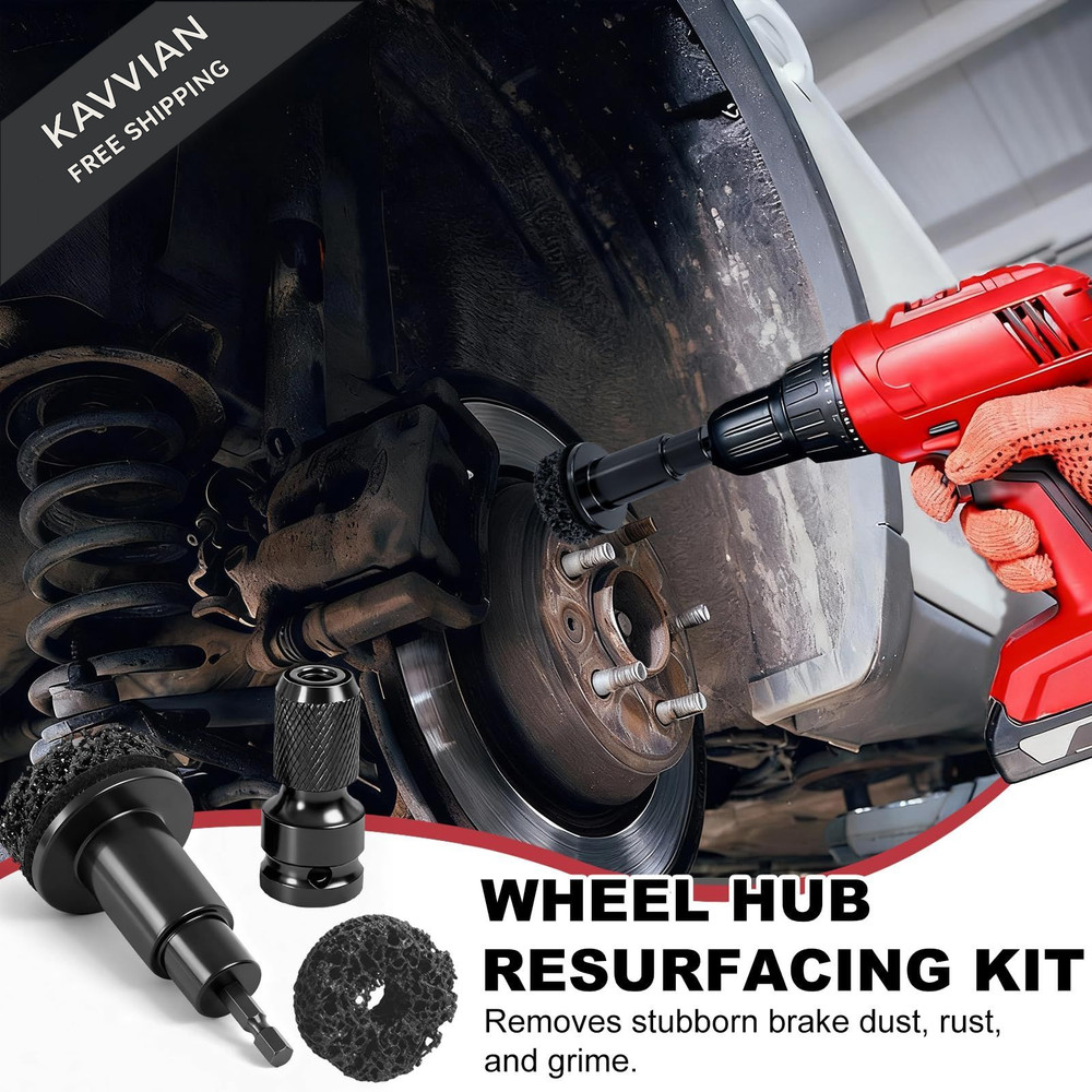 Wheel Hub Resurfacing Kit Stud and Cleaner for Quick Rust Removal...