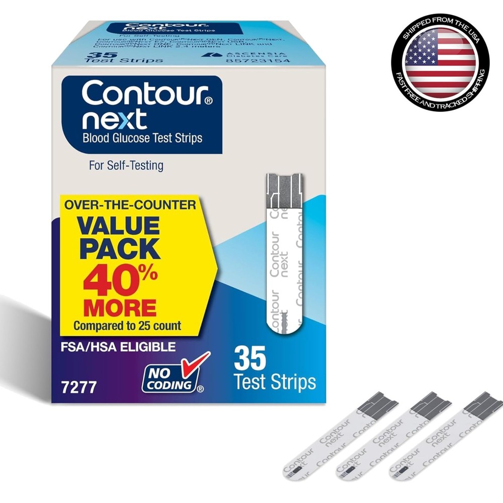Accurate 35 Count Blood Glucose  Strips - No Coding & Second-Chance Sampling