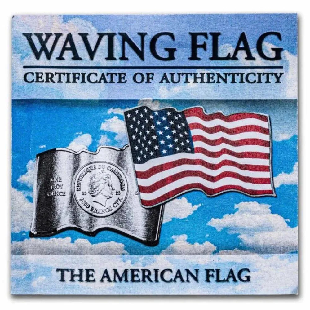 2023 CAMEROON WAVING FLAG 1 OZ SILVER