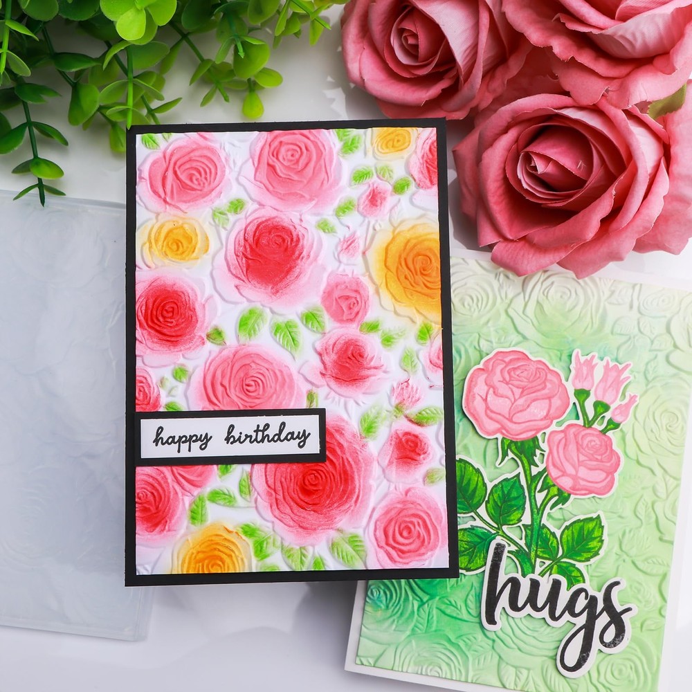 3D Embossing Folder for Card Making,Floral Pattern Clear Plastic Texture Fade...